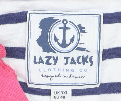 Lazy Jacks Women’s Pink 1/4 Zip Pullover Sweatshirt 3XL Cotton