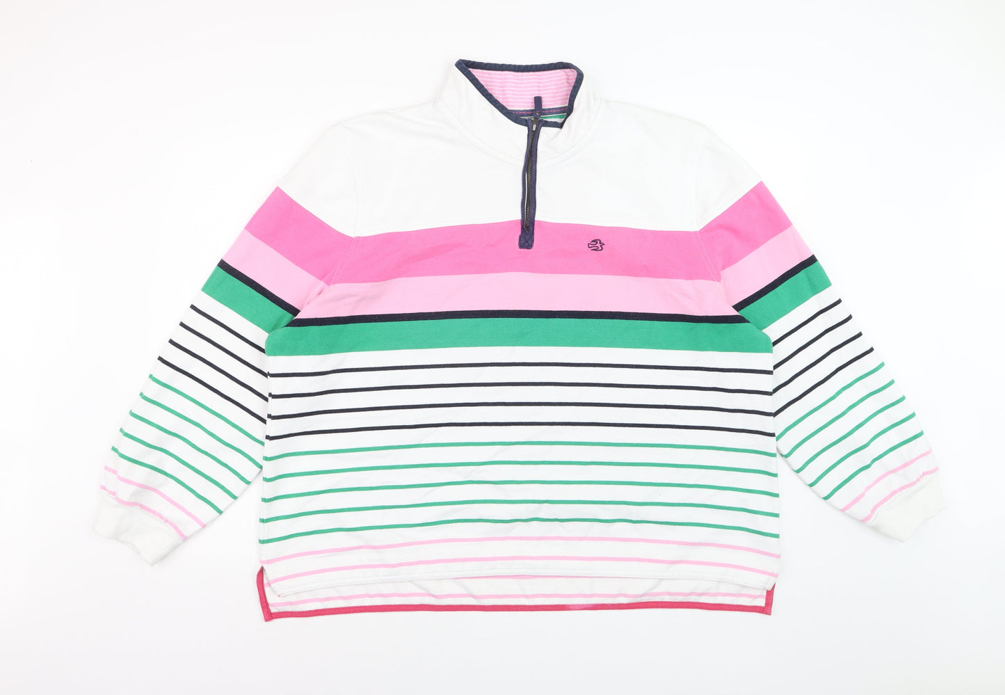 Brakeburn Women's Pink Green Striped 1/4 Zip Sweatshirt Size 20