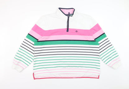 Brakeburn Women's Pink Green Striped 1/4 Zip Sweatshirt Size 20
