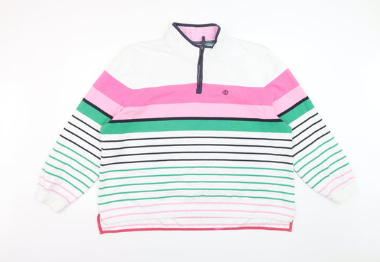 Brakeburn Women's Pink Green Striped 1/4 Zip Sweatshirt Size 20