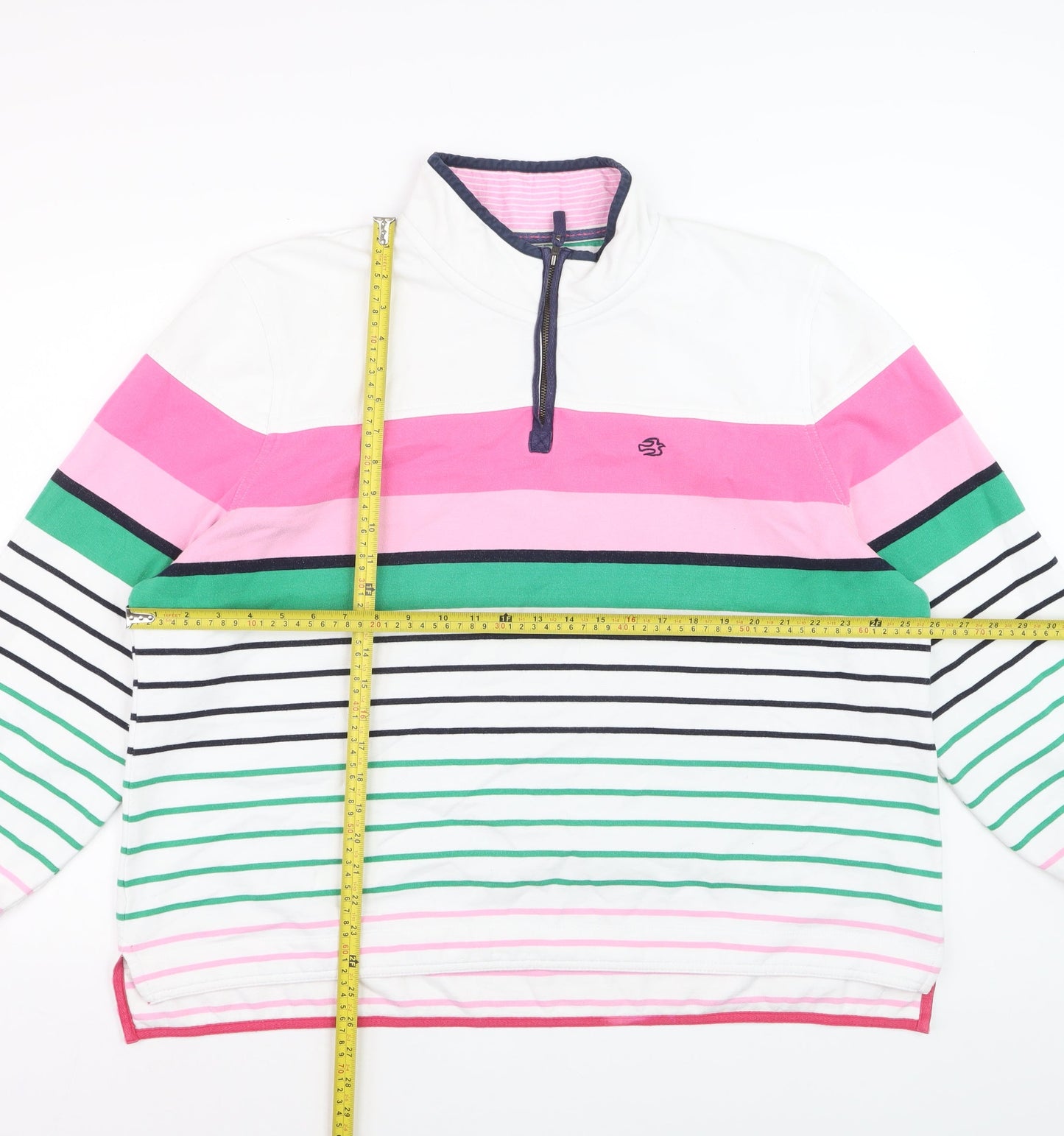 Brakeburn Women's Pink Green Striped 1/4 Zip Sweatshirt Size 20