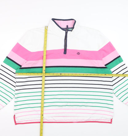 Brakeburn Women's Pink Green Striped 1/4 Zip Sweatshirt Size 20