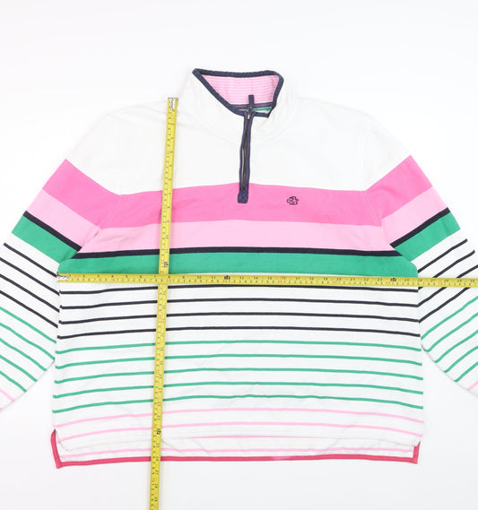 Brakeburn Women's Pink Green Striped 1/4 Zip Sweatshirt Size 20
