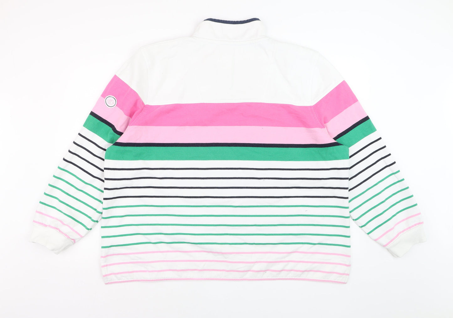 Brakeburn Women's Pink Green Striped 1/4 Zip Sweatshirt Size 20