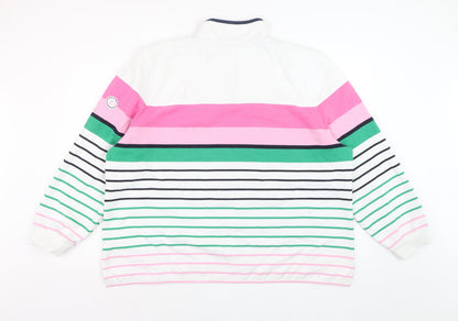 Brakeburn Women's Pink Green Striped 1/4 Zip Sweatshirt Size 20