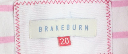 Brakeburn Women's Pink Green Striped 1/4 Zip Sweatshirt Size 20