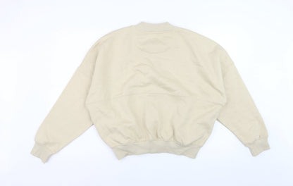 Rising Women's Beige Cotton Bomber Jacket XS Lightweight Zip Up