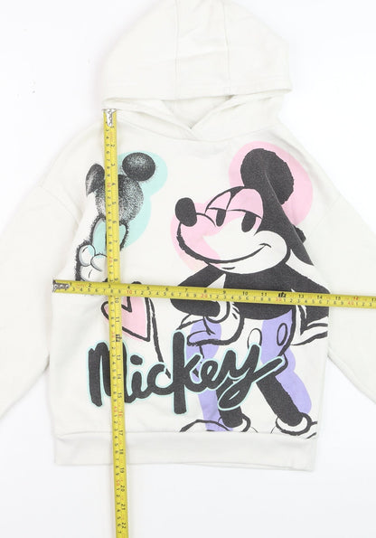 Disney Girls White Mickey Mouse Graphic Pullover Hoodie 8-9 Years