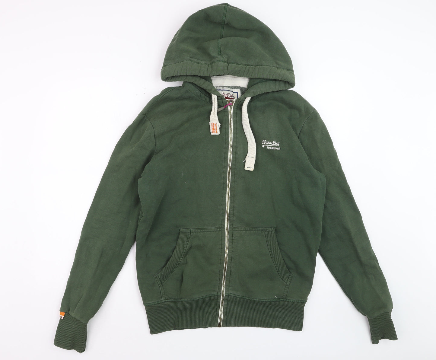 Superdry Men's Green Full Zip Hoodie Size M Classic Style