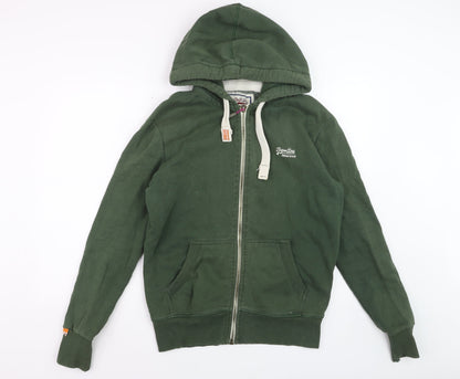 Superdry Men's Green Full Zip Hoodie Size M Classic Style