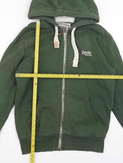 Superdry Men's Green Full Zip Hoodie Size M Classic Style
