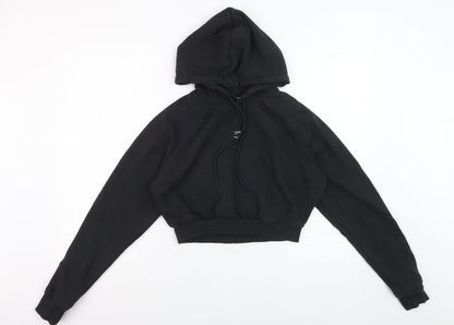 Gymshark Womens Black Cropped Pullover Hoodie Size M Cotton Blend