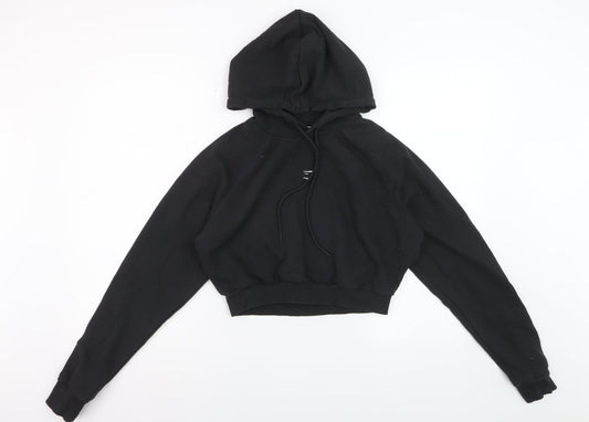 Gymshark Womens Black Cropped Pullover Hoodie Size M Cotton Blend