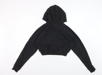Gymshark Womens Black Cropped Pullover Hoodie Size M Cotton Blend