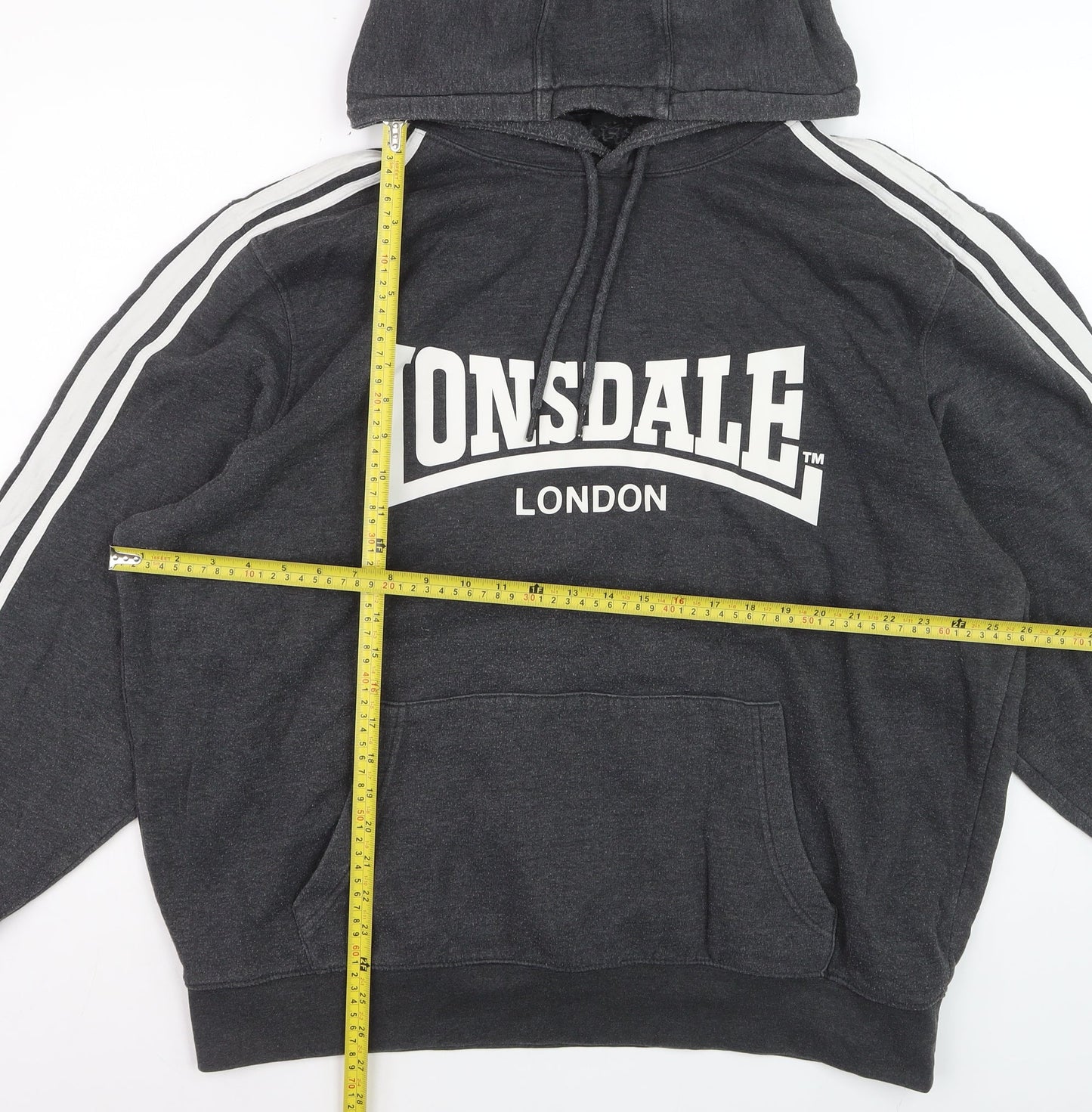 Lonsdale Men's Black 3XL Pullover Hoodie with Logo Print