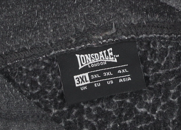 Lonsdale Men's Black 3XL Pullover Hoodie with Logo Print