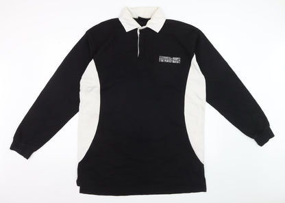 Guinness Men’s Black White Long Sleeve Rugby Polo Shirt XL Cotton