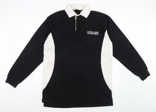 Guinness Men’s Black White Long Sleeve Rugby Polo Shirt XL Cotton