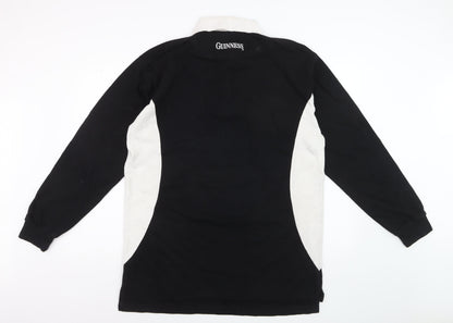 Guinness Men’s Black White Long Sleeve Rugby Polo Shirt XL Cotton