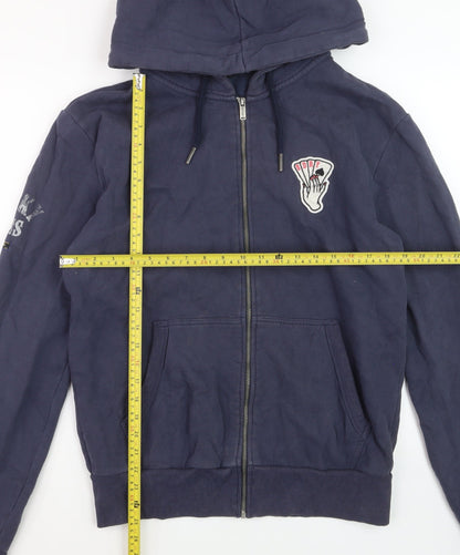 Superdry Womens Navy Blue Full Zip Hoodie Size L Cotton Blend