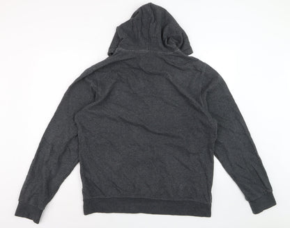 Element Men Grey Pullover Hoodie L Graphic Cotton Skate Sweatshirt