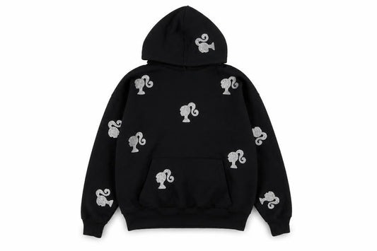 Barbie Womens Black UK 8 Pullover Hoodie with Rhinestone Accents