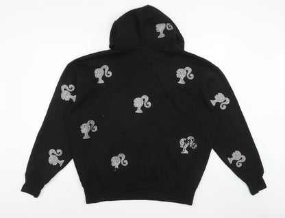 Barbie Womens Black UK 8 Pullover Hoodie with Rhinestone Accents