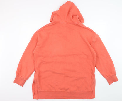 Next Womens Coral Orange Pullover Hoodie Size L Cotton Blend
