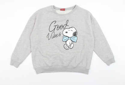 Peanuts Women Grey Snoopy Good Vibes Sweatshirt XL Casual
