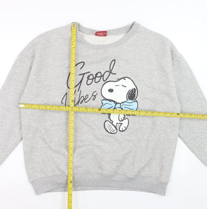 Peanuts Women Grey Snoopy Good Vibes Sweatshirt XL Casual