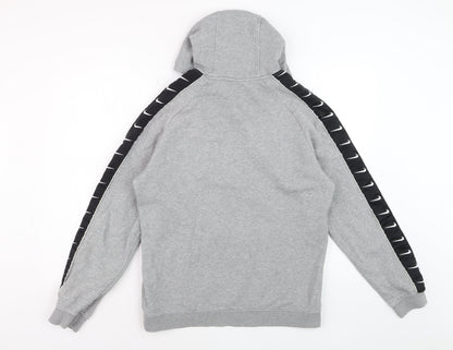 Nike Women Grey Hoodie Medium Pullover Sportswear Logo Tape Trim