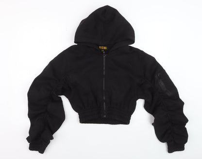 Rising Women's Black Cropped Full Zip Hoodie S/M
