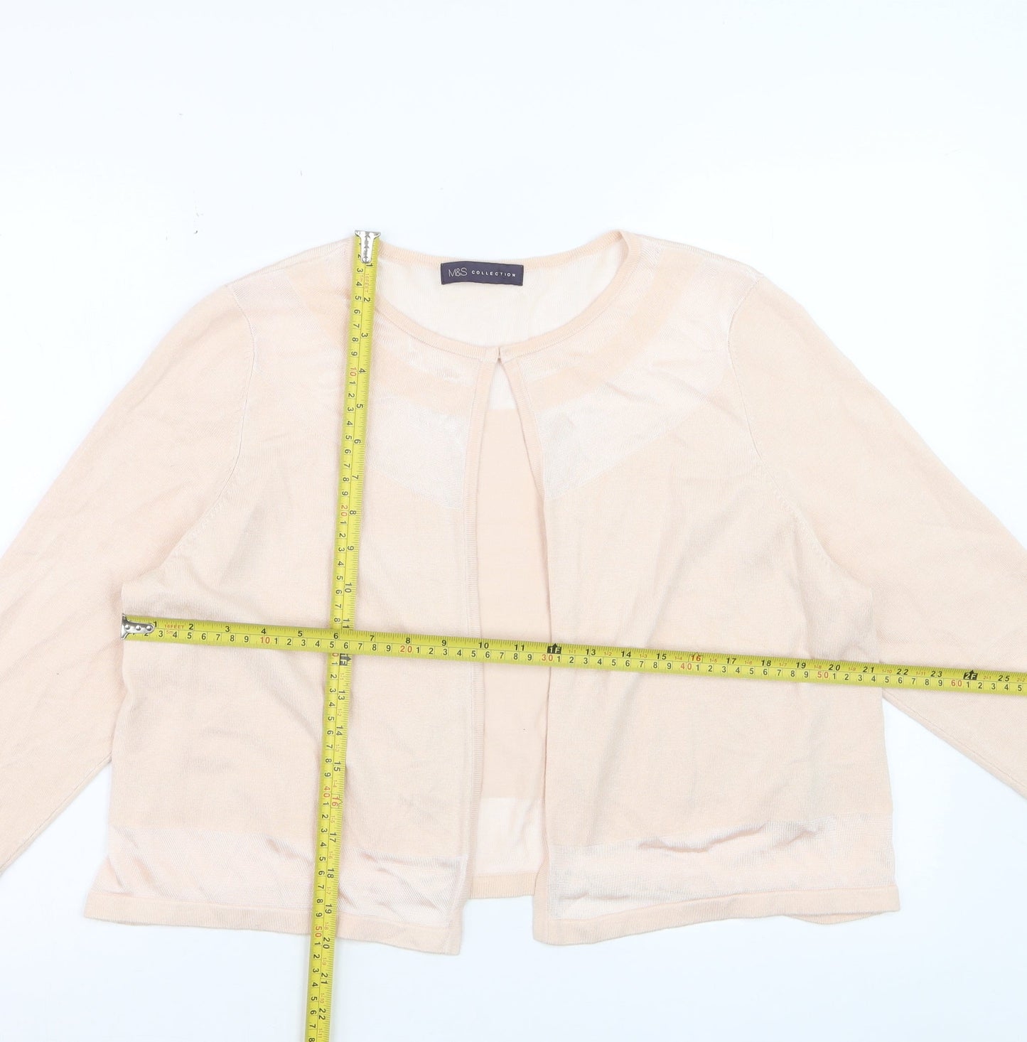 Marks and Spencer Women’s Beige 3/4 Sleeve Open Knit Cardigan Size 18