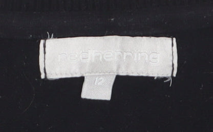 Red Herring Women Black Zip Hem Jumper Size 12 Classic Knit