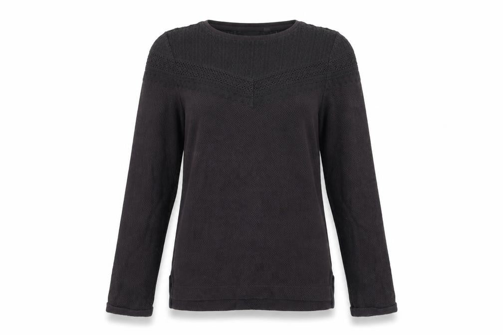 FatFace Women's Black Cotton Blend Lace Knit Jumper Size 8