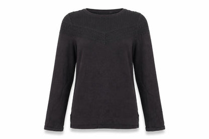 FatFace Women's Black Cotton Blend Lace Knit Jumper Size 8