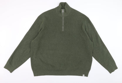 Marks and Spencer Men’s Green 4XL 1/2 Zip High Neck Jumper