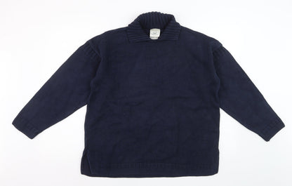 Laura Ashley Women's Blue Collared Cotton Pullover Jumper M