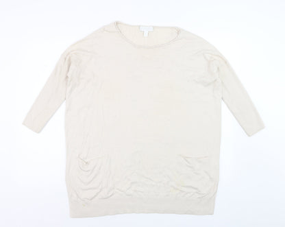 The White Company Women's Beige Tunic Jumper Size S Relaxed Knit