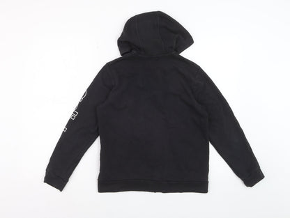 Adidas Boys Black Full Zip Hoodie Size M Cotton Blend Graphic Logo