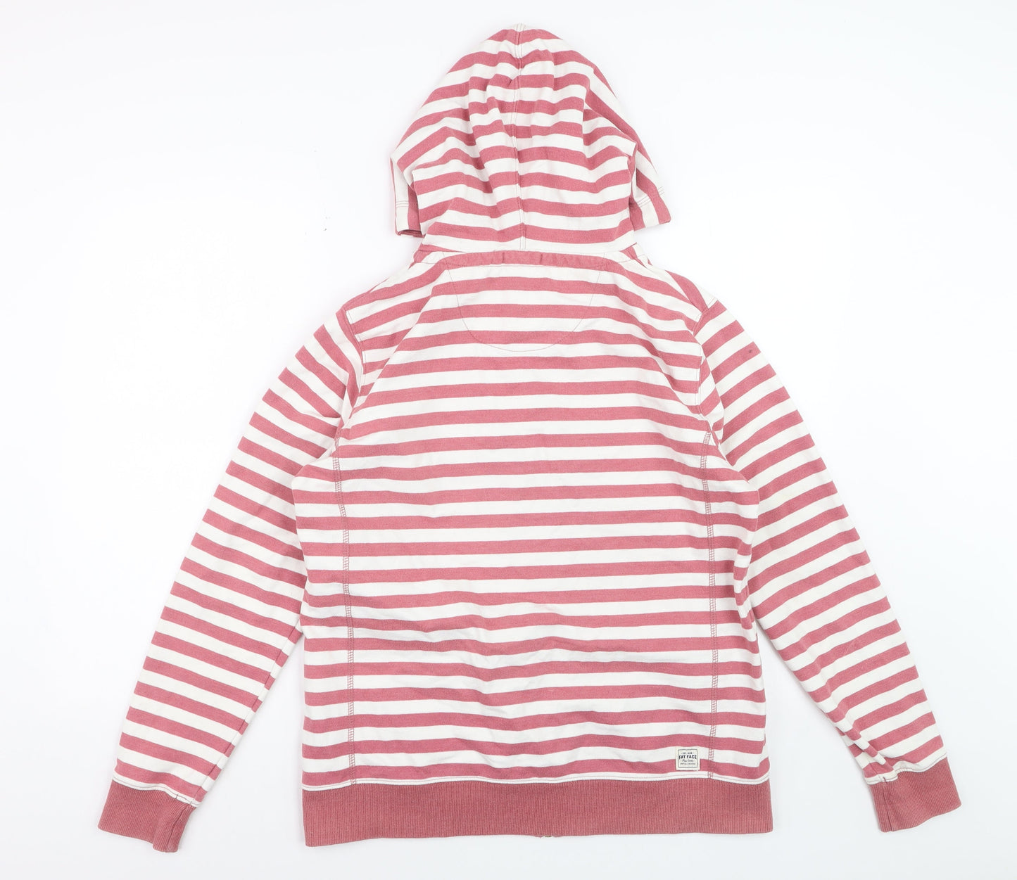 FatFace Women Pink White Stripe Full Zip Hoodie Size 16 Cotton Blend