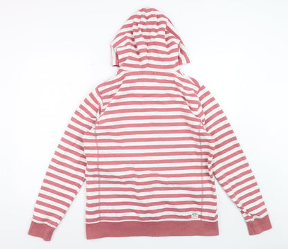 FatFace Women Pink White Stripe Full Zip Hoodie Size 16 Cotton Blend