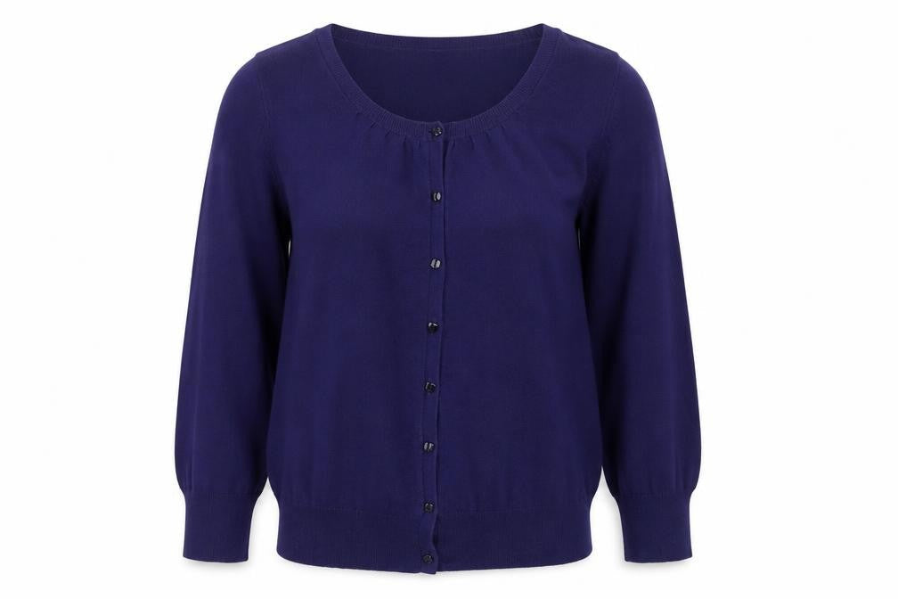 Red Herring Women's Blue Cotton Blend Button Cardigan Size 12