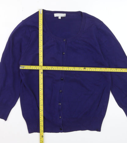 Red Herring Women's Blue Cotton Blend Button Cardigan Size 12
