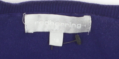 Red Herring Women's Blue Cotton Blend Button Cardigan Size 12