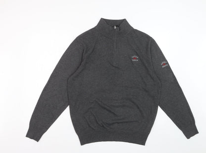 Cutter & Buck Men's Grey 1/2 Zip High Neck Polyester Jumper Size L