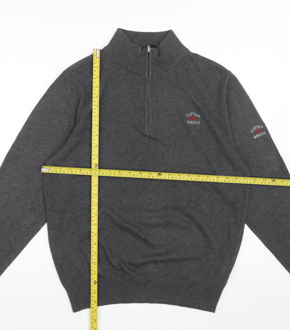 Cutter & Buck Men's Grey 1/2 Zip High Neck Polyester Jumper Size L