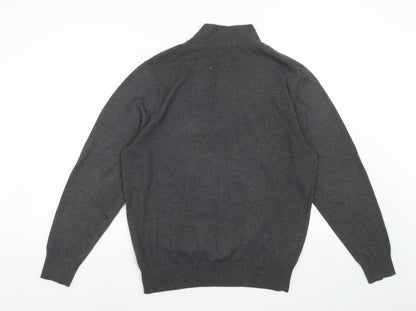 Cutter & Buck Men's Grey 1/2 Zip High Neck Polyester Jumper Size L