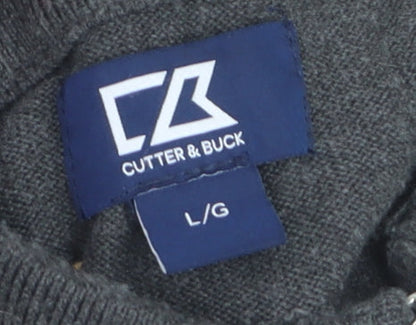 Cutter & Buck Men's Grey 1/2 Zip High Neck Polyester Jumper Size L