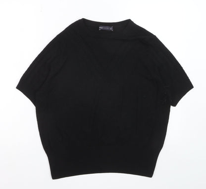 Marks and Spencer Women's Black Knit Short Sleeve Jumper Size 16